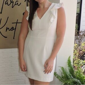 French Connections Whisper Ruffle V-Neck Minidress